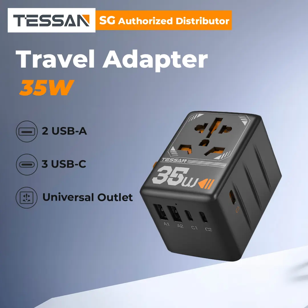 TESSAN International 35W Multi Plug Adapter Fast Charging Universal Travel Charger with Type C