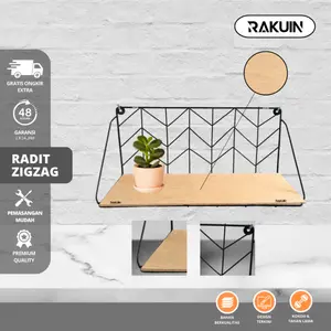 RADIT ZIGZAG SET - RAK KAYU DAPUR TEMPEL SET KAYU ESTETIK/DEKOR KAMAR /ACTION FIGURE MINI - RAKUIN
