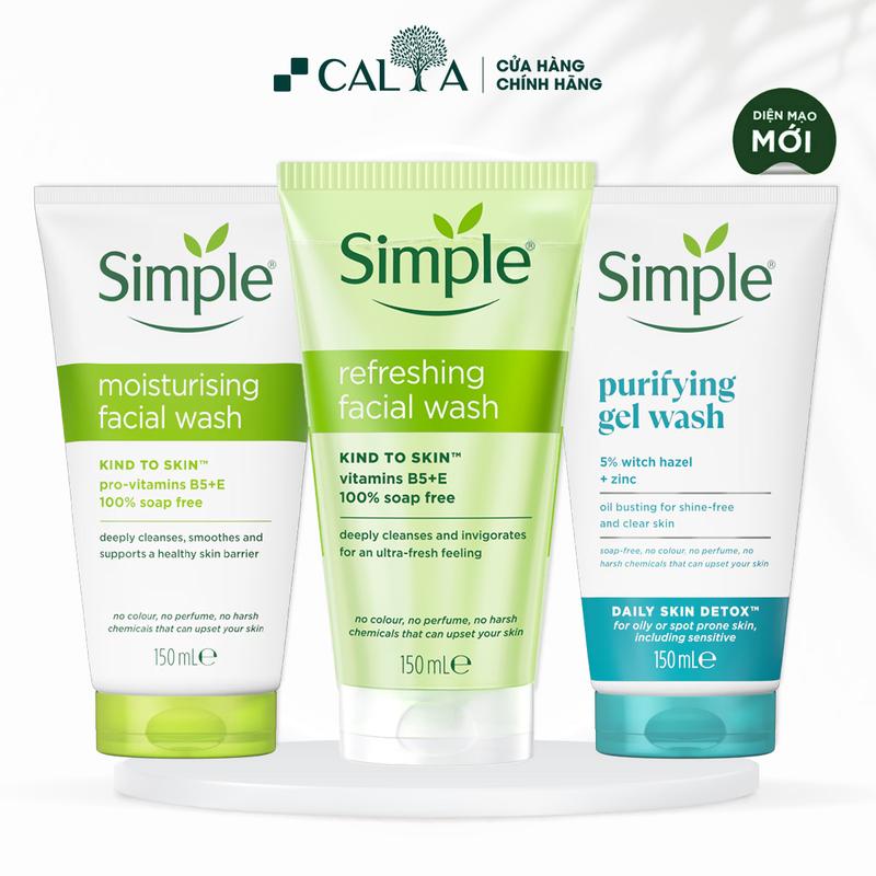  Sữa Rửa Mặt Simple Dưỡng Ẩm Ngừa Mụn Cho Da Dầu Mụn Nhạy Cảm Simple Refreshing Facial Wash 150ml 