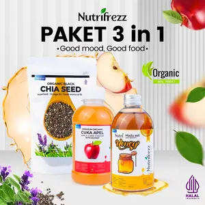 Nutrifrezz Paket Bundling 3in1 Cuka Apel With Mother Organik Madu multiflora Asli Biji Chiaseed