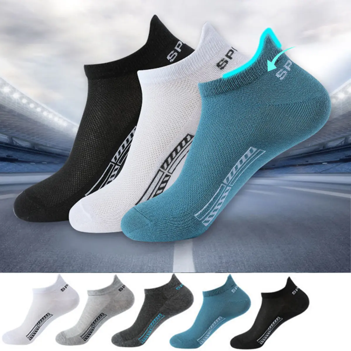 5 Pairs High Quality Men Ankle Socks Breathable Cotton Sports Socks Mesh Casual Athletic Summer Thin Cut Short Sokken Size 38-42