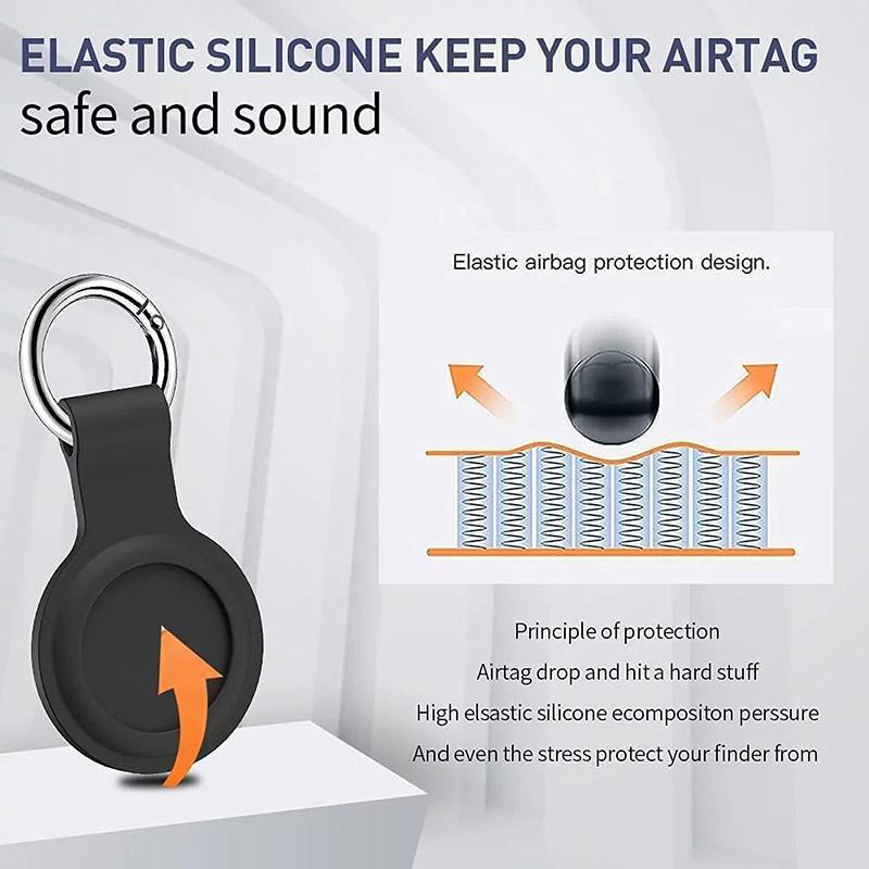 Dây chuyền chìa khóa cho AirTag, 4 gói, Vỏ silicon, Tương thích với thẻ Air T của Apple, Vỏ bảo vệ, Giá đỡ vòng chìa khóa, cho AirTag của Apple, Phụ kiện dây chuyền chìa khóa Air Tag, Vòng cổ Air Tag, Thiết bị theo dõi GPS cá nhân 2