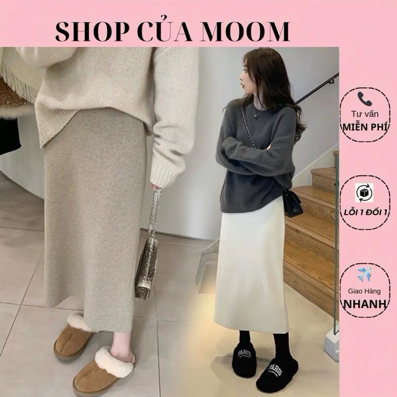 Nhà Moom Chân Váy Dài Chân Váy Bầu Dáng Dài 92cm Thu Đông chất Nỉ Lông Thỏ Loại 1 Chân Váy Xẻ Tà Vải Dày Co Dãn Nhẹ