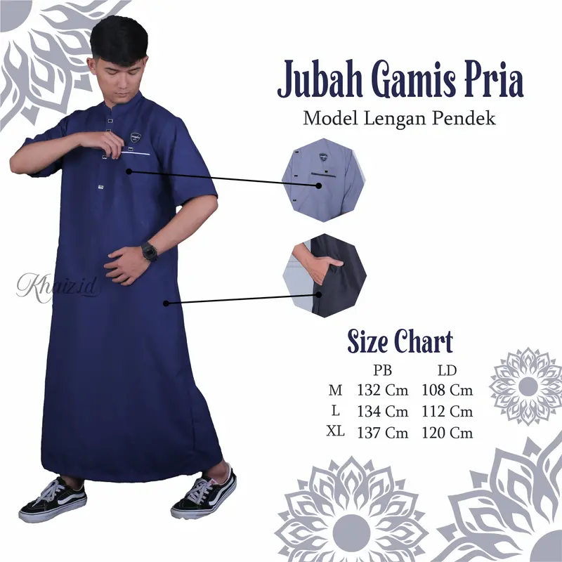 Gamis Pria Remaja Dewasa Model Lengan Pendek Model Kancing Sultan Dubai Gamis Pria Jubah Polos Muslim 2