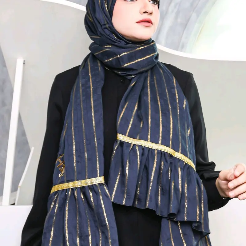 Pashmina Hijab Gamila katun serat gold by Hay! COD 5