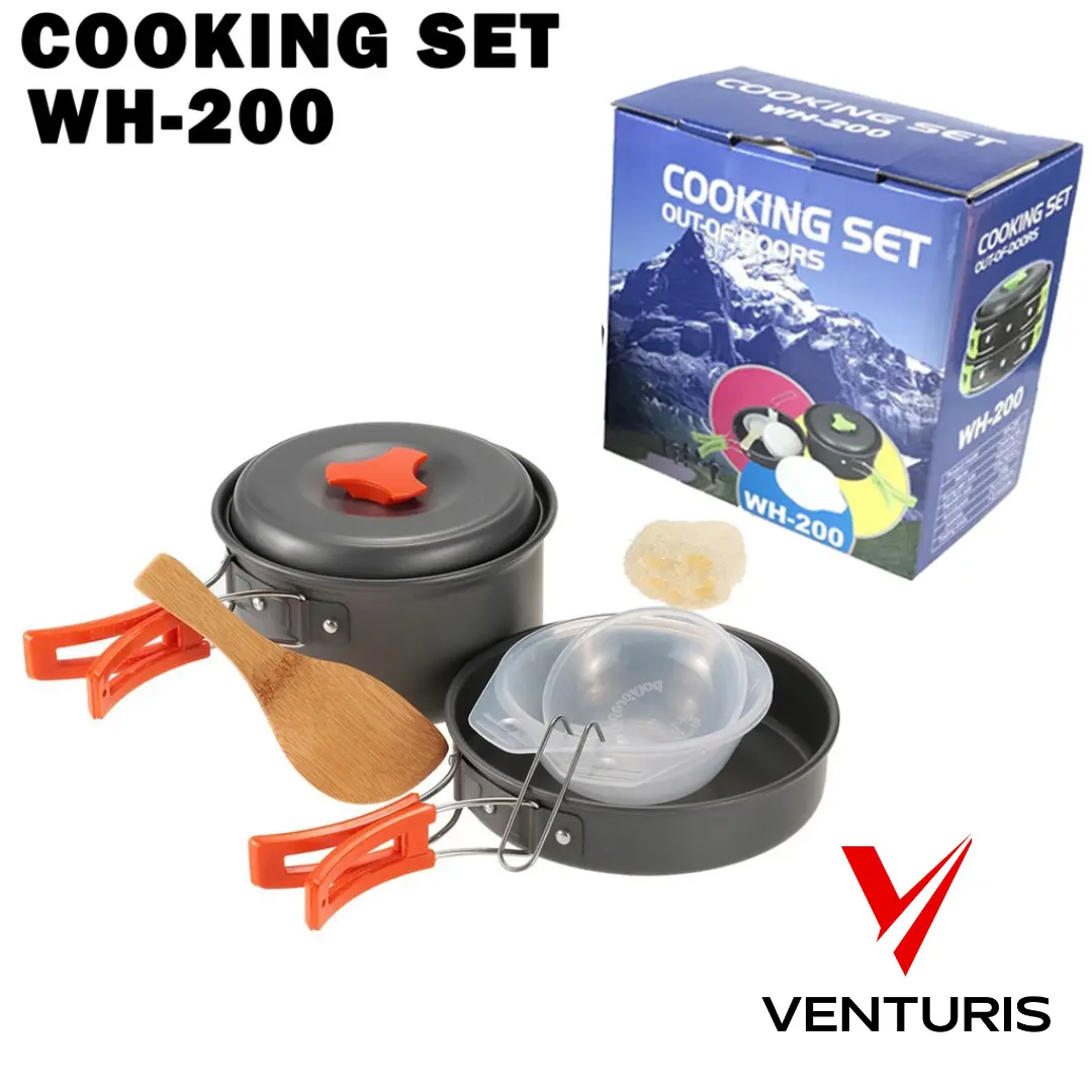 Cookingset WH-200 Nesting Alat Masak Camping Venturis Adventure Portable Kompor Kompor