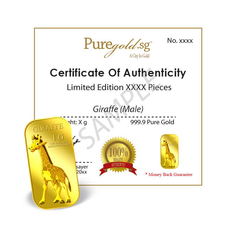999.9 Pure Gold | 1g Giraffe (Male) Gold Bar 3