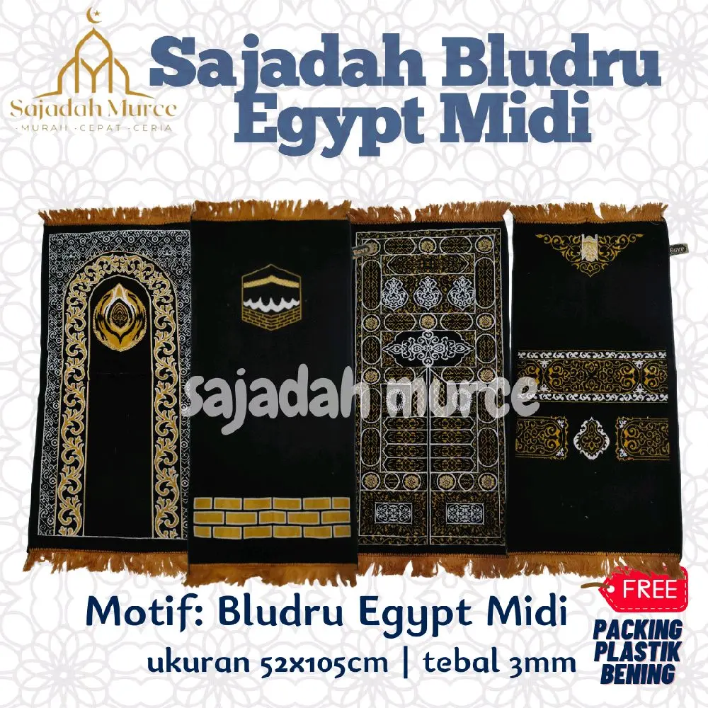 Sajadah Bludru Egypt Midi Turki 52 x 105 cm Lembut dan Nyaman