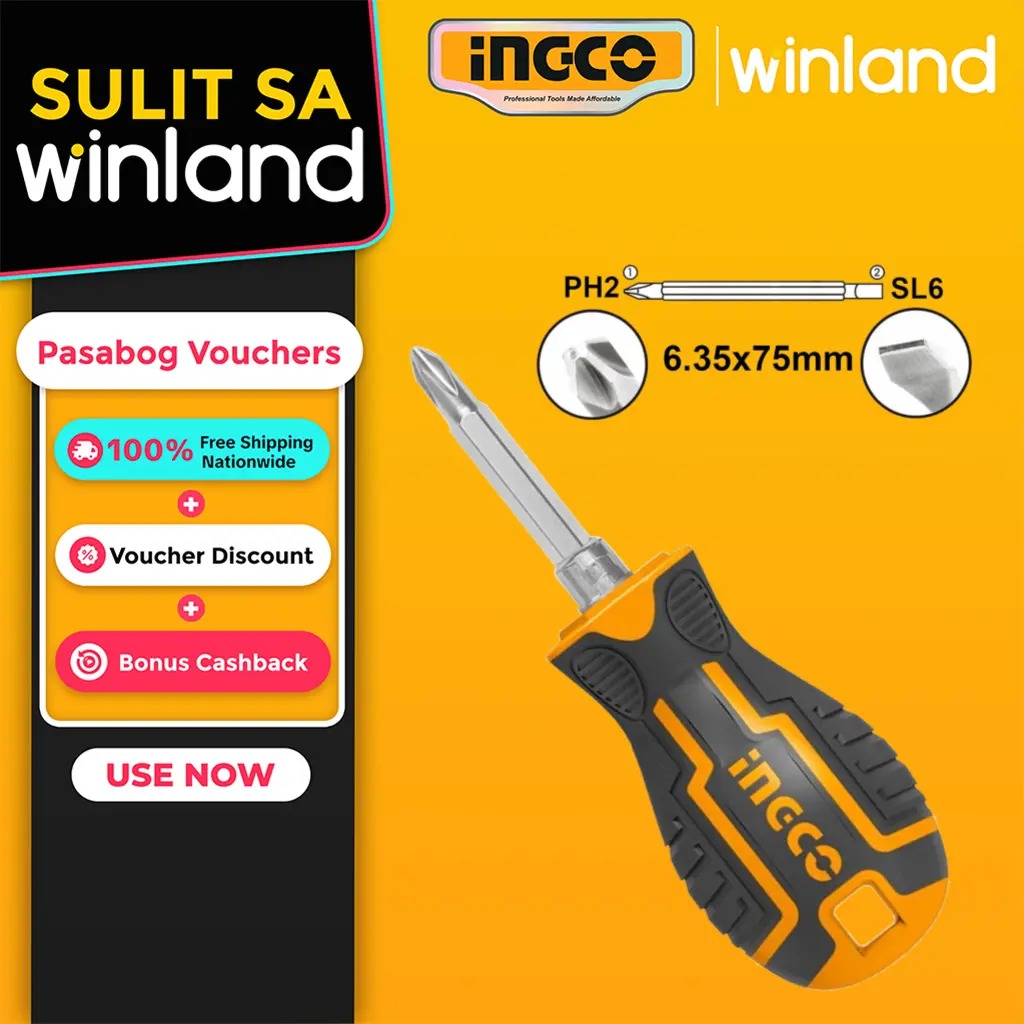 Ingco by Winland 2 In 1 Mini Interchangeable Screw driver Set Screwdriver AKISD0202 ING-HT