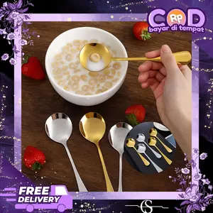 Sendok Makan Bulat Korea Stainless Steel Tebal 15.7 X 4.2 CM Tidak Karatan Tahan Lama