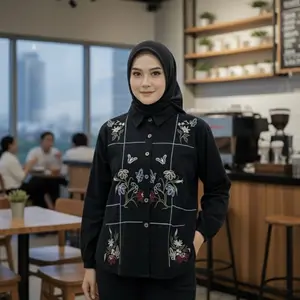 Oneset/setcel Bordir Jeans wash Kupu2 salur Wanita Dewasa by Halis Fashion