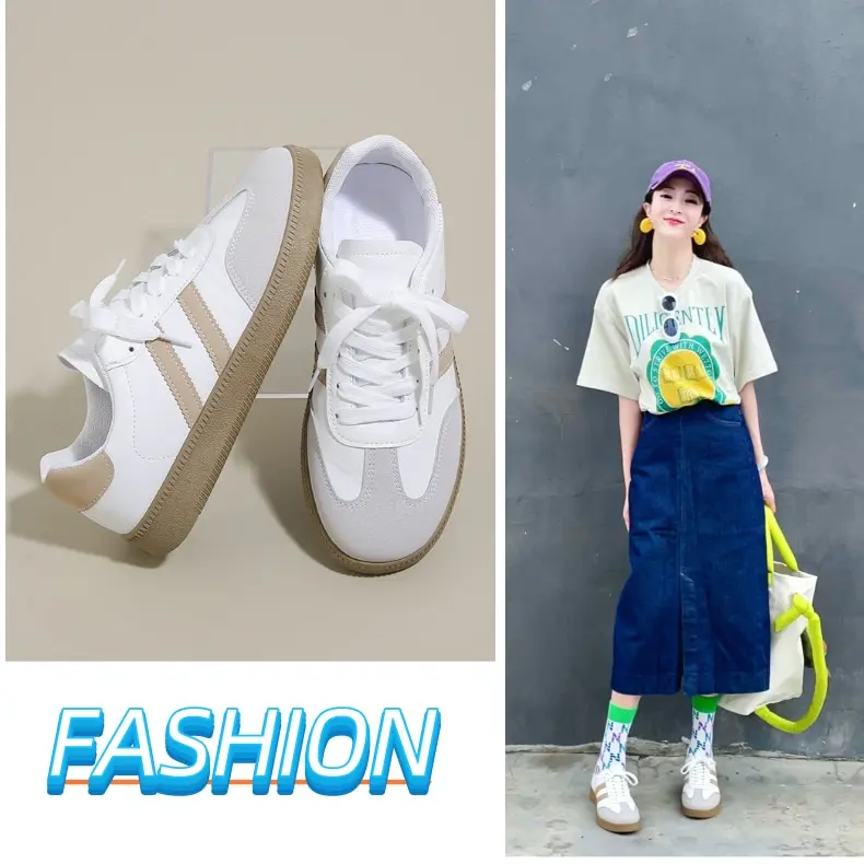 vela Sam-ba Sepatu Sneakers Wanita Sepatu Kerja Wanita Fashion bahan berkualitas tinggi warna hitam Cream-Request penulisan Casual Shoes Kasual Olahraga Cewek 4