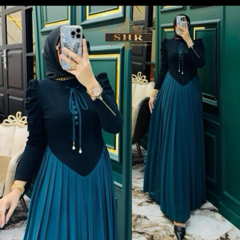 Dress SHR Premium Rajutan LD100/120 PB 140 Model Dada Full Muslim Melar - Formal, Gamis 9