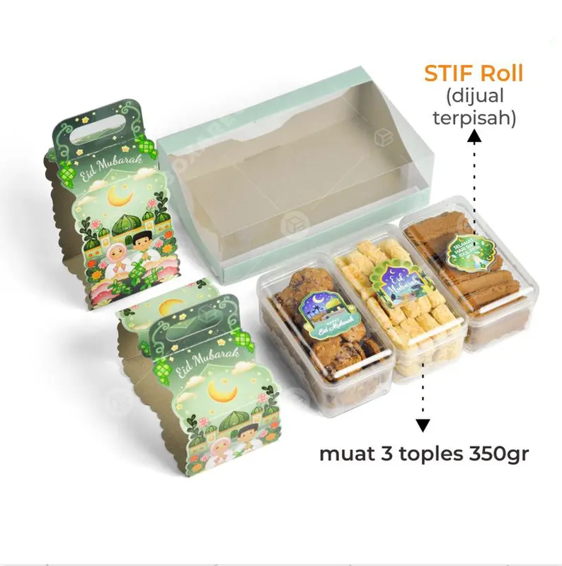 1 Lembar Dus Box Handle Lebaran Toples 2 x 350 gram & 3 x 350 gram Idul Fitri WB Top 2 & WB Top 3 3