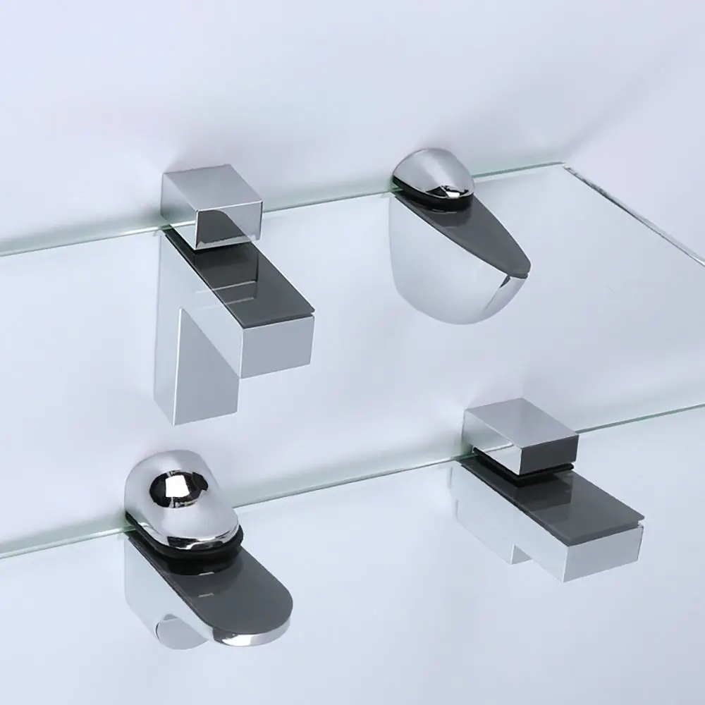 Fish Mouth Clip Zinc Alloy Glass Shelf Clip Wall Mount Adjustable Glass Shelf Support Hardware Part Fixed Shelf Holder Clamp Home