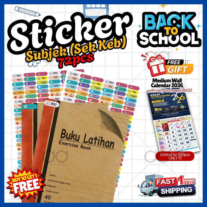 72pcs Sticker Subjek | Sekolah Rendah | Sticker Buku Aktivit - TikTok ...