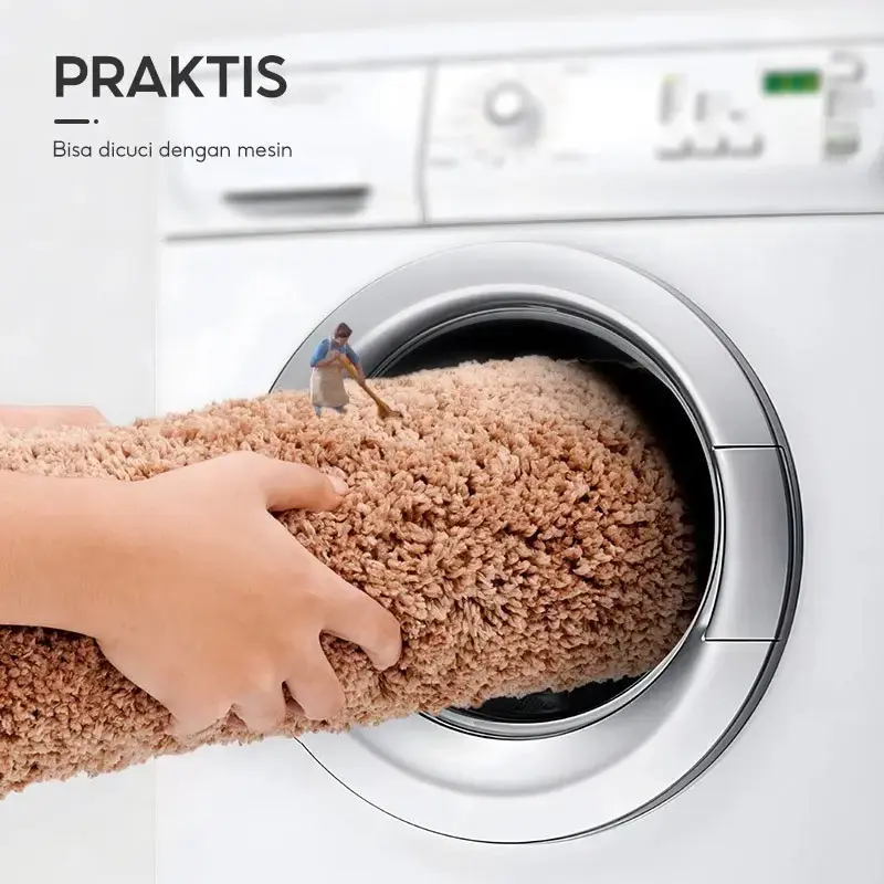 50*80CM rna Solid Lantai Tikar Karpet Kamar Mandi Premium Bathroom Mat Keset Kamar Mandi Tidur Serap Air Anti Slip Tebal Dan LembutPintu Kamar Mandi Keset Penyerap Non-Slip Tikar Kamar - A- u t , 40*60CM