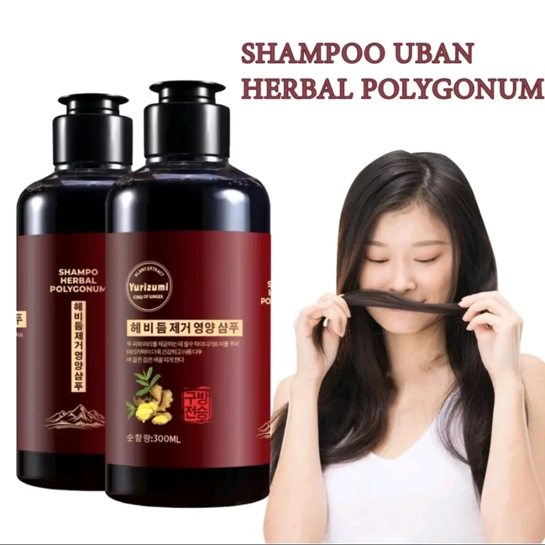 YURIZUMI Shampoo Uban Ginseng Black Herbal Natural Penghitam Rambut Shampoo Penghitam Rambut Conditioner Perawatan Menghitamkan Haircare