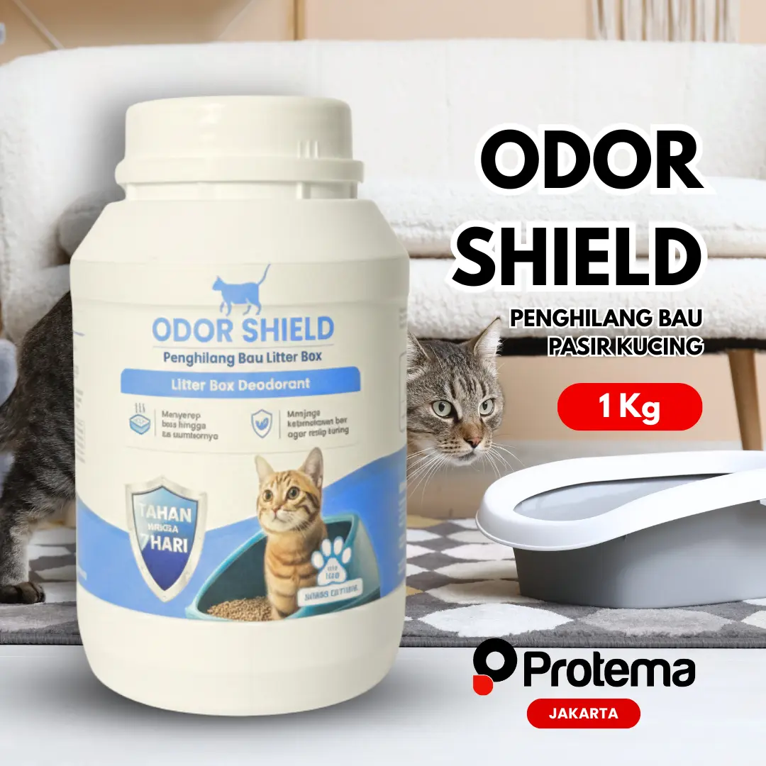 PROTEMA JKT ODOR SHIELD PENGHILANG BAU LITER BOX PASIR KUCING 1 Kg Menghilangkan Bau Pasir Kucing Efektif Mengurangi Kelembapan Pasir Kucing Wangi