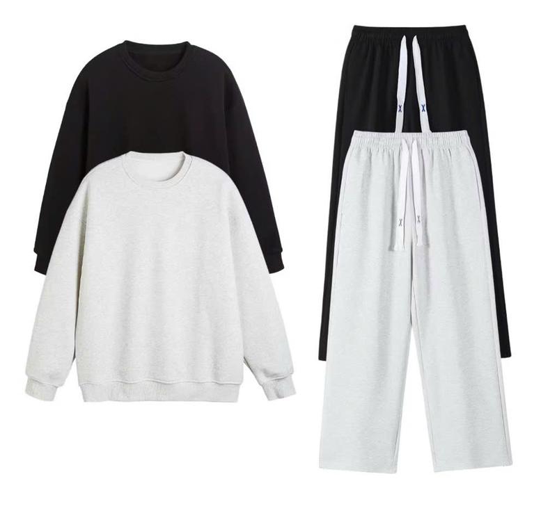  Bộ Quần Áo Nỉ Nam Form Suông Cổ Tròn Phối Hình Sành Điệu Phong Cách Thể Thao Trẻ Trung_ Sét Đồ Bộ Chất Liệu Nỉ Ngoại Dày Dặn Ấm Áp 