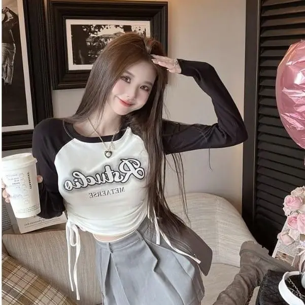 Crop Top Longslevee RSTUCLIO Knit Rib Wanita  (LD 96 , P 40 ) Baju Nyaman Panjang Knitwear 2