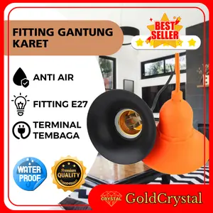 SIVITECH Fitting Lampu Gantung Karet Anti Air Waterproof E27 Hitam & Orange Diameter 8cm Tinggi 7.5cm Tahan Lama Cocok Outdoor Kabel