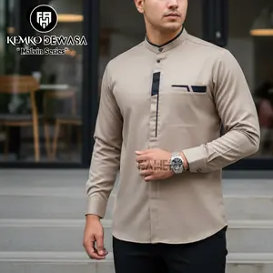 Nataya Baju Koko Pria Kemeja Koko Lengan Panjang Motif Polos Bahan Toyobo Adem Size M L XL XXL XXXL