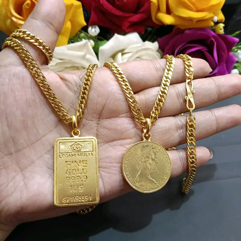 kalung koin besar rantai  HOLO wanita lapis emas 4