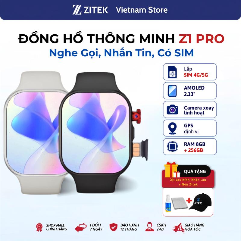 Đồng Hồ Thông Minh ZITEK Z1 PRO Lắp Sim, Nghe Gọi, Thiết Kế Cao Cấp, Tải Ứng Dụng, Định Vị GPS, Camera - Tặng kèm phụ kiện