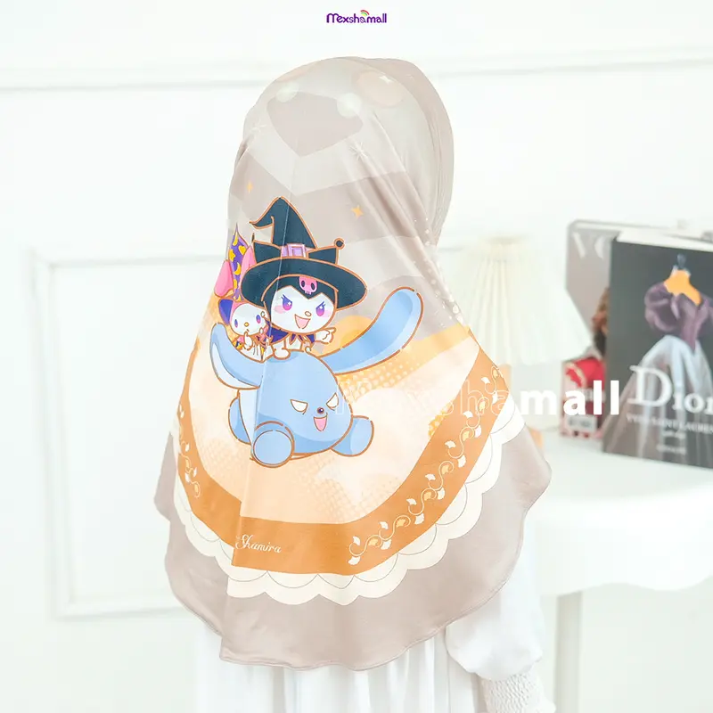 Shamira - Hijab Anak Motif Labubu I Kuromi Material Jersey I Kerudung Instan Anak Perempuan 3-9 Tahun 3