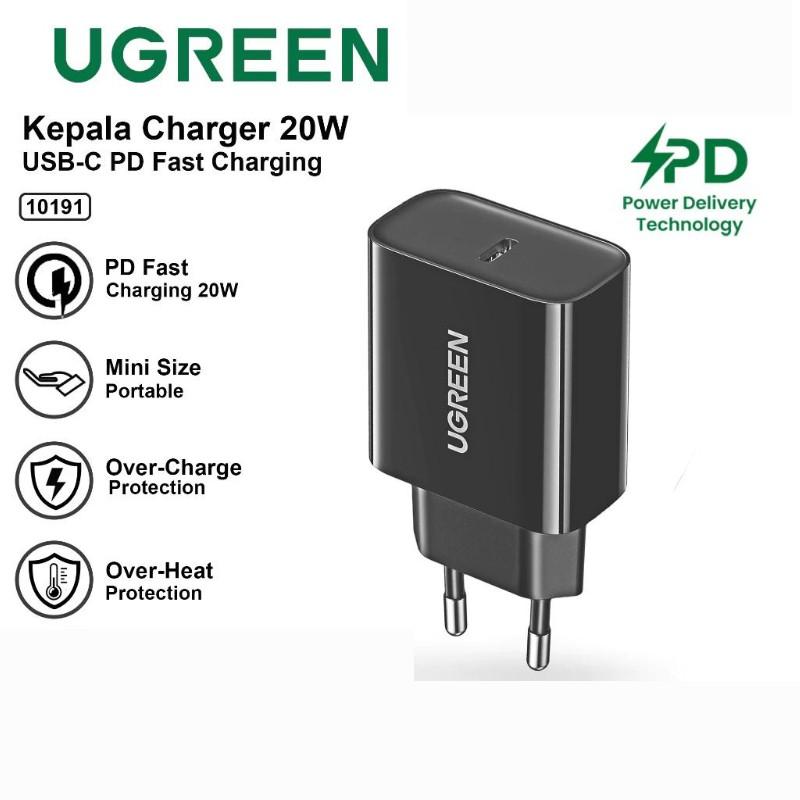 Product Introduction of Wall Charger Adaptor Kabel iPhone 20W UGREEN USB Type C Lightning Panjang 1M MFi Black White Cable 35