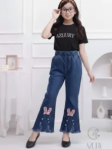 Celana Jeans Panjang Anak Perempuan Import Fashion Motif Boneka Usia 2-11 Tahun