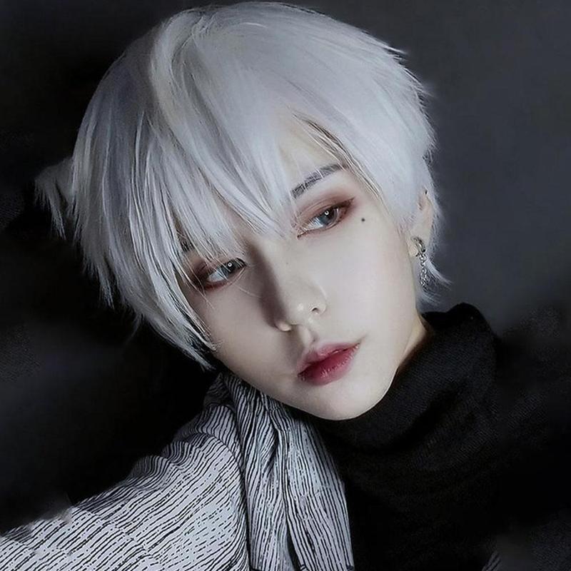 Product Introduction of Man's Wig Short Straight Black Synthetic Wigs With Bangs For Men Women Boy Fake Hair H4Z9 42