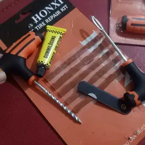 Alat Tambal Ban Set 9pcs Tubles Tubeless Tembel Ban Bocor Motor Mobil Gagang Plastik