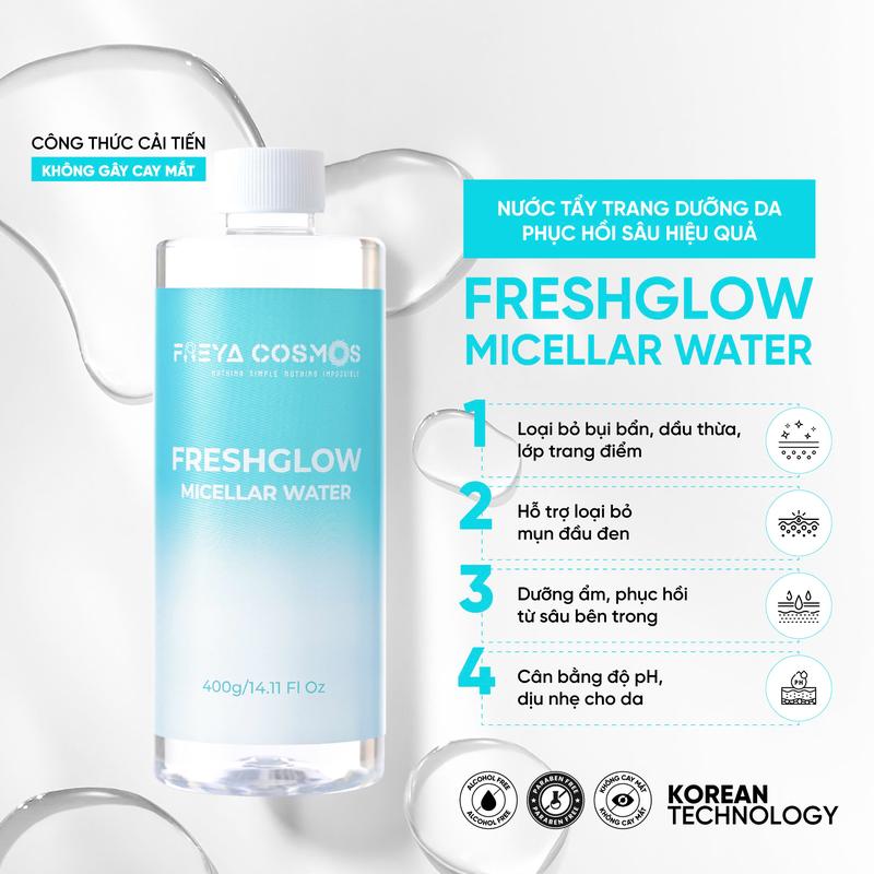 Product Introduction of [Live] Nước Tẩy Trang Phục Hồi, Cấp Ẩm - Freya Cosmos FreshGlow Micellar Water -  Mỹ Phẩm Trang Điểm Cosmetic 2