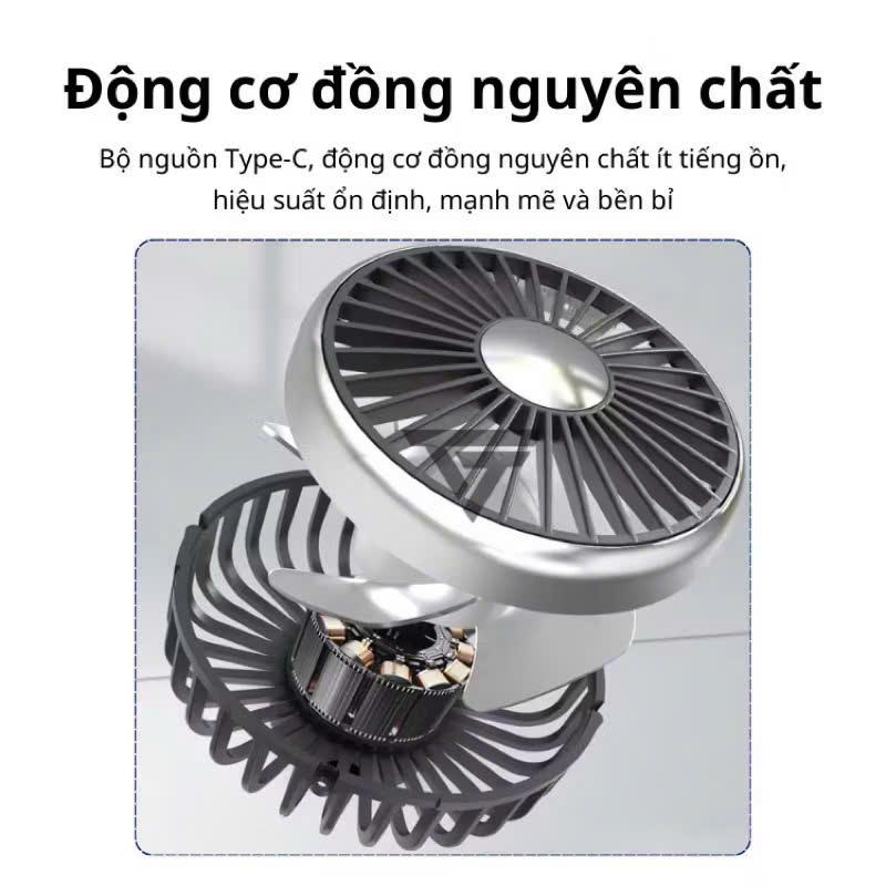 Quạt Ô Tô Gắn Ghế Cho Hàng Ghế Sau, Quạt ô tô hai đầu di động Xoay 360 độ làm mát không khí 3 tốc độ có thể - USB F310 5