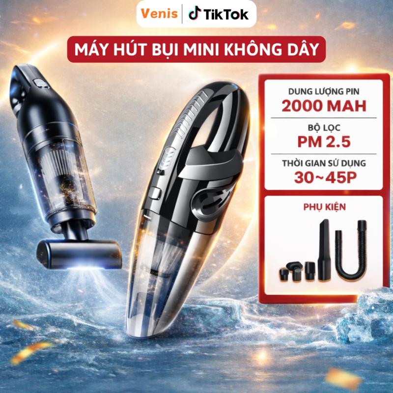 Máy Hút Bụi Cầm Tay Mini 120W, Pin Sạc Tích Điện Cao Cấp Cực Mạnh, Bảo Hành…