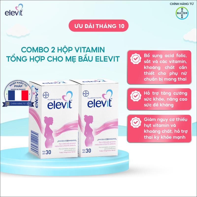 [LS] Combo 2 Hộp Vitamin Bầu Tổng Hợp ELEVIT Bổ Sung Vitamin và Khoáng Chất Cho Phụ Nữ Mang Thai và Sau Sinh Hộp 30 Viên x2
