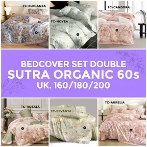 Bedcover Set Double Sutra Tensel Organic 60S Ukuran 160/180/200 - Premium Bedsheet