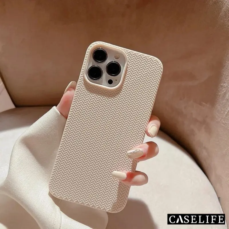 Caselife Softcase TPU Matte Motif Anyaman 3D Full Cover Casing Iphone 11 12 13 14 15 Pro Max Plus 6