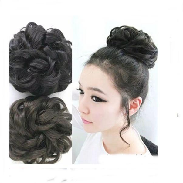 Rambut Palsu/Wig Cepol Rambut Praktis Kriting Coklat Hitam Terbuat Dari ...