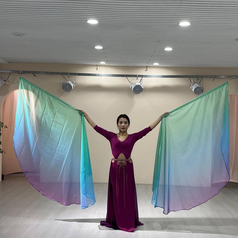 Product Introduction of 1 Pcs Worship Flags Womens Belly Dance Hand Scarf,Gradual Color Praise Flags,Adult Size 190 x 140 CM 19