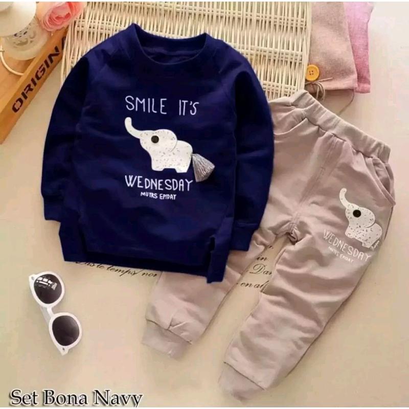 Setelan anak motif gajah setelan switer joger anak 1-6 Tahun 1
