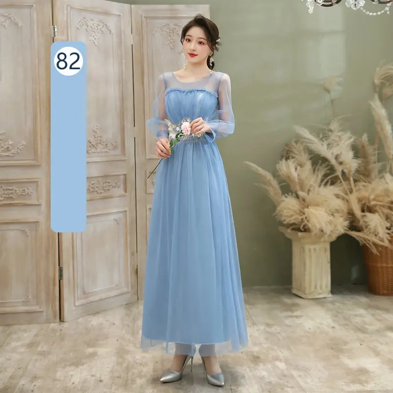 Gaun Pengiring Pengantin Mode Baru Perjamuan Gaun Malam Pengiring Pengantin Pernikahan MESH flower 2