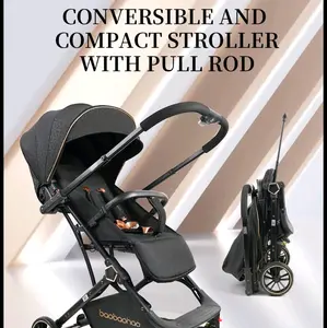 Stroller Baobaohao Y8 Cabin size hadap depan hadap ibu Black Dorong Roda Bayi