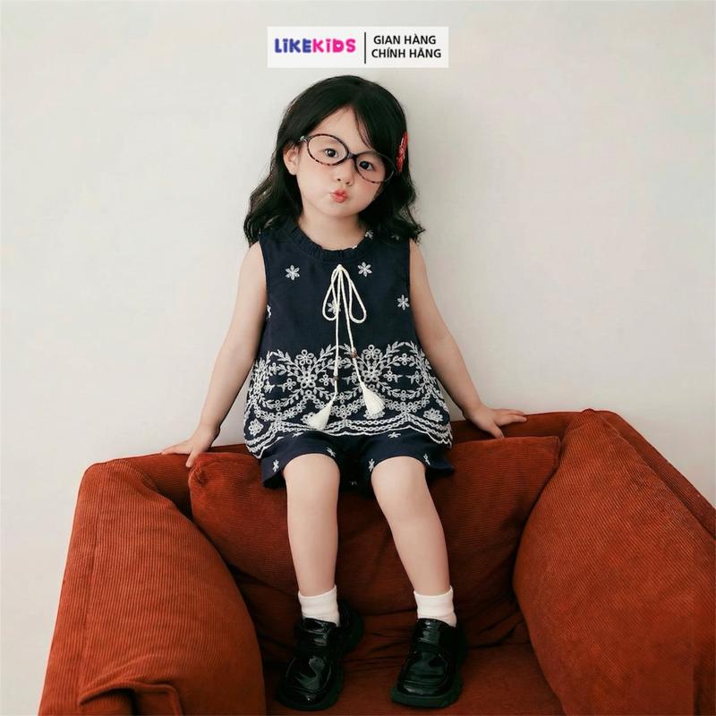 SET quần áo cho bé gái hoạ tiết HOA VĂN LikeKids E89
