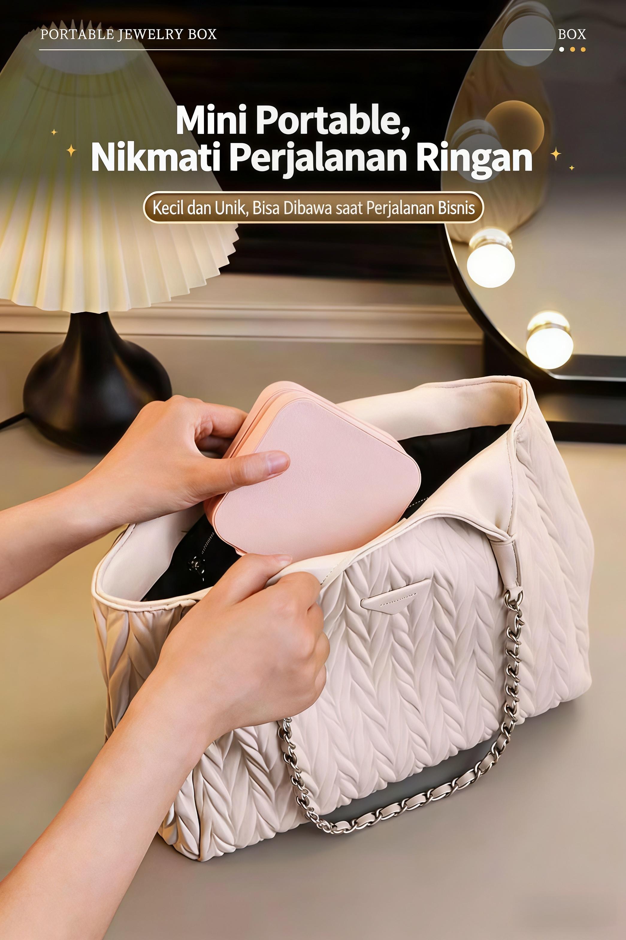 【Sam's Market】 Kotak Penyimpanan Perhiasan Portable dengan Desain Minimalis untuk Anting Cincin Box Kalung Gelang Fungsi Optimal dan Praktis