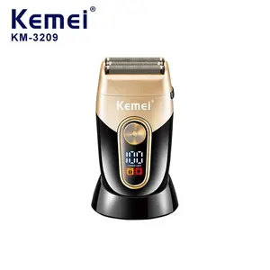 Kemei KM-3209 Alat Cukur Jenggot Elektrik Pria – Dual Foil Blade, Rechargeable, Layar LCD