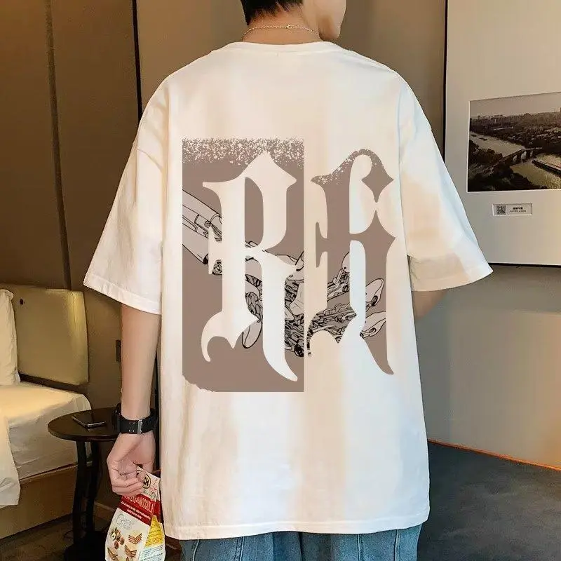 New Korean loose oversized short sleeved T-shirt, men's and women's casual letter cartoon printed trendy top