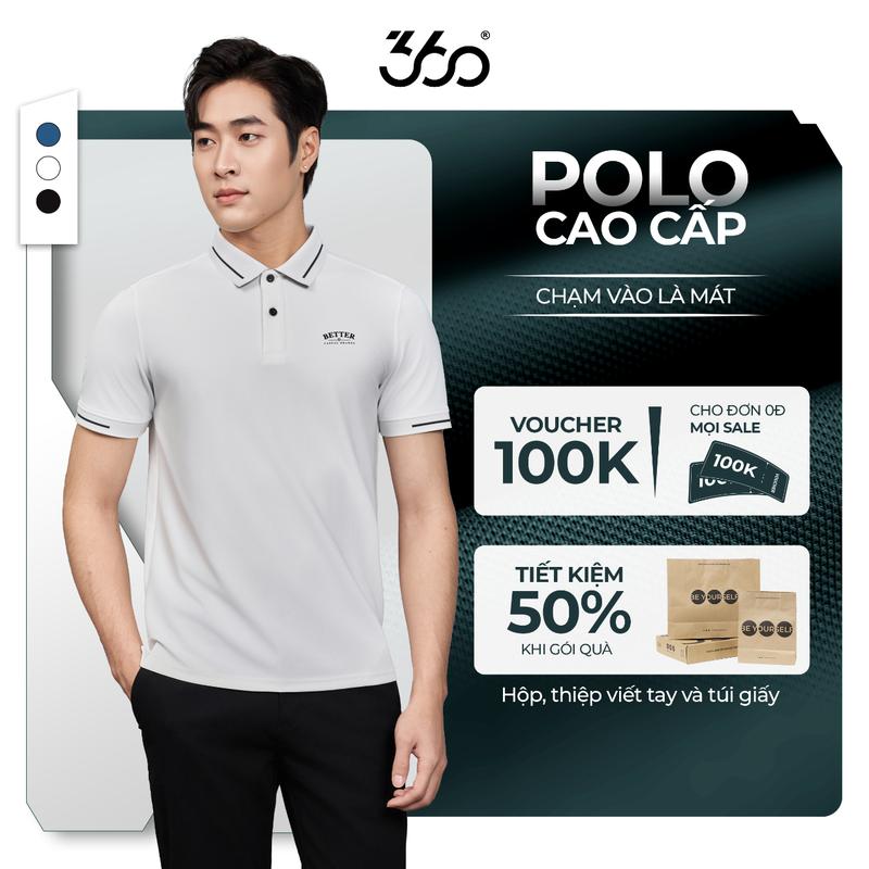 Áo polo nam công nghệ cool touch thương hiệu 360 Boutique áo phông nam cao cấp lịch lãm sang trọng, thoáng mát thấm hút tốt - POHTK602